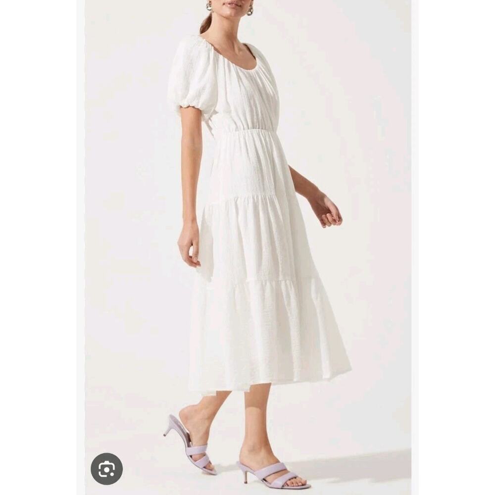 ASTR The Label XL Puff Sleeve Dress White Cottagecore Boho Peasant Bridal Modest